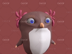 卡通猫头鹰角色C4D模型 owl 3d model