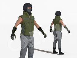 蒙面戴头盔手套的士兵C4D绑定人物模型IG_KR_B
