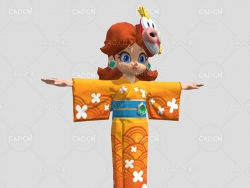 低面卡通日本和服女性C4D模型