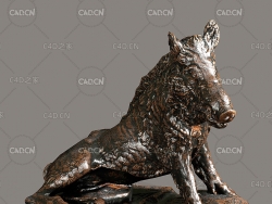 野猪雕塑C4D模型 boar