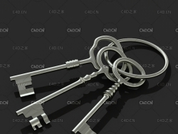 老式金属钥匙C4D模型 KEYS