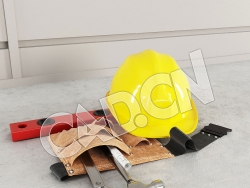 C4D建筑工人工具包安全帽模型