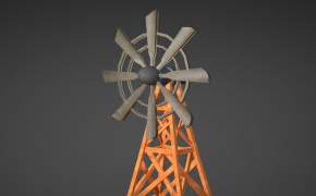 低面游戏道具模型：木风车C4D模型 windmill 3d model