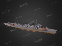 日本海军晴风号等级战列舰巡洋舰驱逐舰C4D模型下载HSF Harekaze 3d model