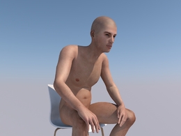 坐着的裸体男性C4D模型 Genesis 2 Male