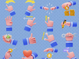 多彩智能时代的视觉语言：50款3D手势图标诠释现代交互与情感表达的创新设计C4D模型Cartoon hand gesture stereo model