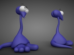 蓝色卡通小动物形象C4D模型 PompisBlue 3d model
