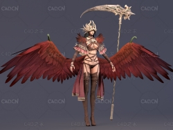 黑暗恶魔暗之恶魔长双翼的女巫师角色C4D模型Dark Arch Demon 3D Model