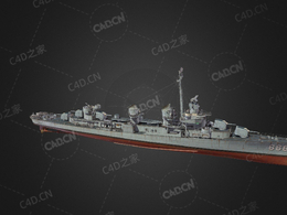 美国海军伍斯特级轻巡洋舰C4D模型下载Black Worcester 3d model