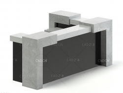灰色大理石接待台模型 Black and Grey Reception Desk 3D Model