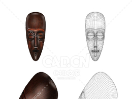 非洲人头像面具木雕工艺品C4D模型