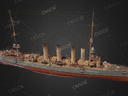 德国海军埃姆登号德累斯顿级轻巡洋舰C4D模型下载Emden 3d model