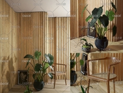 C4D室内模型：木板隔墙装饰渲染 BeInspiration 106 3D model