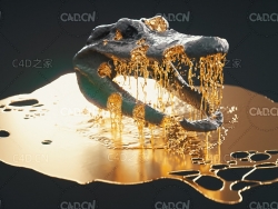 Houdini融化的鳄鱼头模型 Melting Stuff in Houdini