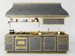 复古风格厨房灶台C4D模型 Retro Style Kitchen