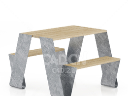 金属创意桌椅C4D户外庭院家具模型下载