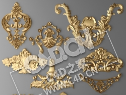 C4D欧式浮雕花构件装饰花件浮雕构件挂件套口雕花立体雕花外墙雕花模型_31