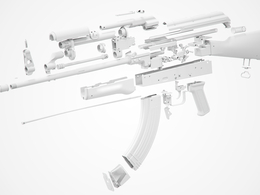 高精度AK-74突击步枪C4D模型（白模）