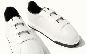 白色休闲运动板鞋C4D模型 White sports shoes model