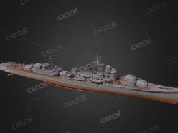日本二战秋月型驱逐舰C4D模型下载Akizuki 3d model