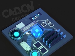 科技电路板电脑芯片C4D模型computing
