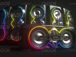 酷炫的派对音响C4D模型 Cinema 4D 3D Model Party Speakers