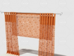 C4D女性房间室内半透明花纹图案窗帘模型 Curtain 3D Model-25