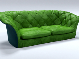 绿色真皮沙发C4D模型 Bohemian sofa