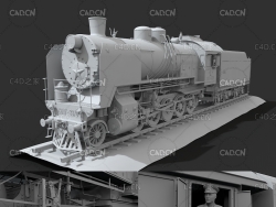 高精度复古火车头C4D模型 Train SO-17