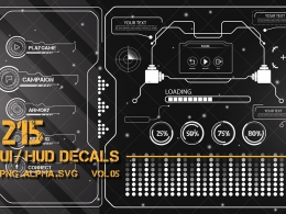 科幻 UI/HUD图形贴花素材 Artstation – 215 + UI HUD SciFi Graphic Decals Vol.05