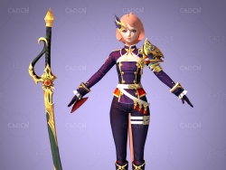 动漫风女战士武士卡通女性角色人物模型