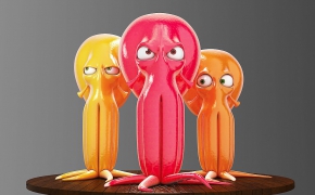 章鱼卡通角色C4D模型 Squid trio 3d model