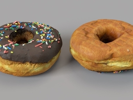 面包 撒满七彩糖果的甜甜圈C4D模型 Sprinkled Donut 3d model