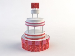 3层生日蛋糕塔C4D模型 birthday cake 3d model