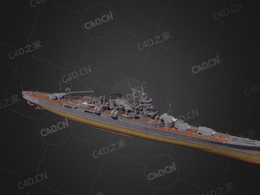 日本帝国海军伊吹号战列巡洋舰C4D模型下载Ibuki 3d model