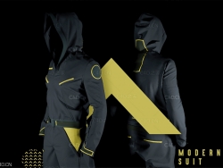黑色外套冲锋衣C4D模型 sci fi suit and modern suit