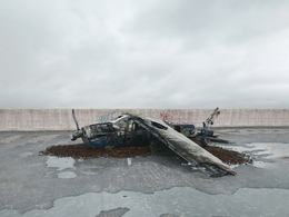 战后损毁模型：炸毁破损的螺旋桨飞机