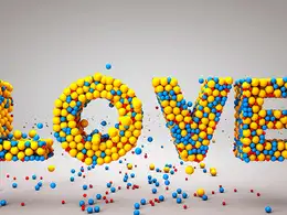 C4D彩球填充的文字(LOVE)动画工程 Cinema 4D Motion Graphics MoGraph Text Animation