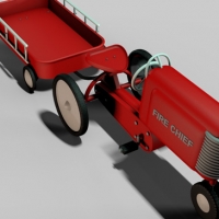 老式脚踏拖拉机C4D模型 Vintage Pedal Tractor