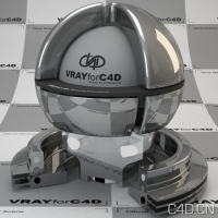 vray for c4d材质：Glass with mirrored coating silver 001