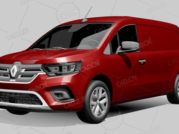 雷诺kangoo封闭车厢面包车货车2022款C4D汽车模型下载