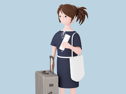 带挎包旅行箱商务出差女孩人物C4D OCTANE模型下载