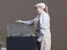 三维扫描写实人物食堂女职工伸手介绍