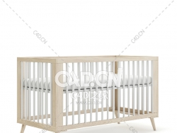 木制婴儿床C4D模型下载 Wooden Baby Bed