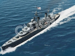 C4D海军舰艇军舰舰船-英国黛朵级防空巡洋舰模型 Dido Light Cruiser 3d Model