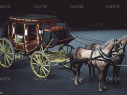 中世纪皇家马车C4D模型 carriage