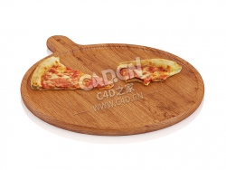 C4D木板上的披萨片食物模型 Pizza slices on wooden board