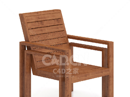 木制椅子C4D户外庭院家具模型下载