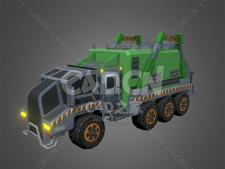 C4D低面卡通垃圾清运车模型下载