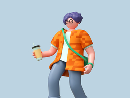 手持饮品时尚年轻男孩人物C4D OCTANE模型下载